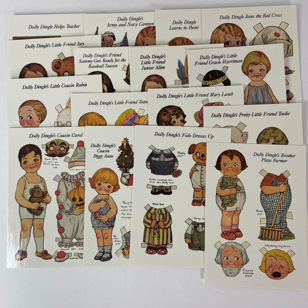 16 Dolly Dingle Paper Doll Postcards Grace G Drayton Dover Publications 1984 Set